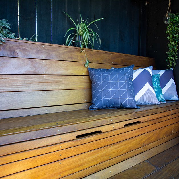 Poolside storage seat